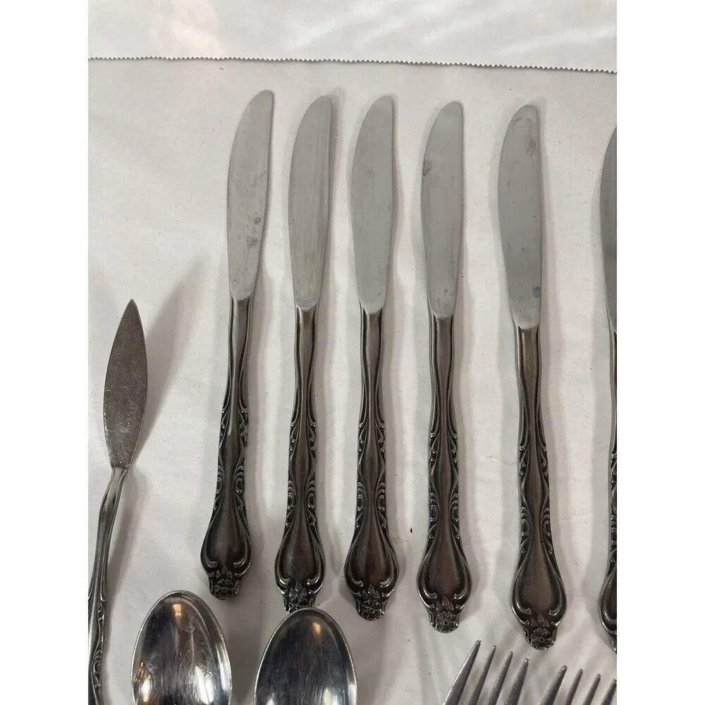 Orleans PRYTANIA Stainless Steel Japan Lot Of 16 Pieces Salad Forks Knives Spoon